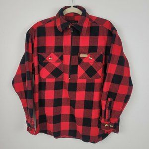 Hickory shirt co. men's buffalo plaid pull over half zip flannel shirt medium